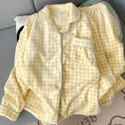 Plus Size Fluffy Winter Pajamas Women's Home Clothes Set Thickened Warmth Sleepwear with Running Dogs Design Cozy Indoor Suit