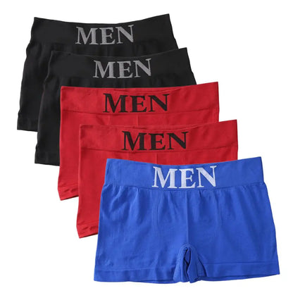 5PCS Thin High Elastic Men's Boxers Comfortable Plain Color Boxer Briefs Breathable Solid Underpants for Men