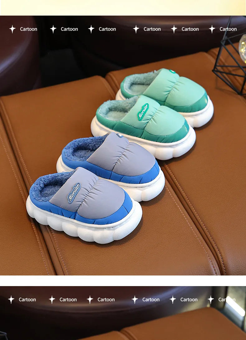 Children Winter Slippers - Waterproof Kids Cotton Slippers | Warm Woolen Home Shoes