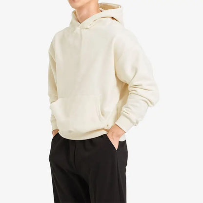 American Retro Hooded Sweater Men's Autumn and Winter New Solid Color Simple Sports and Leisure Jumper Hoodie