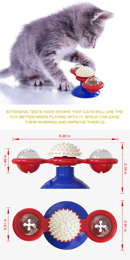 Windmill Cat Toy Interactive Pet Toys for Cats Puzzle Cat Game Toy with Whirligig Turntable for Kitten Brush Teeth Pet Supplies