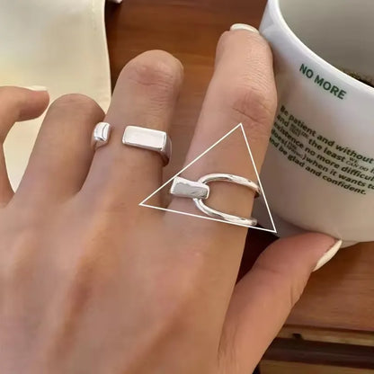 Sterling Silver Rings Adjustable Vintage Hip Hop Couples Silver Bands | Hollow Line Design