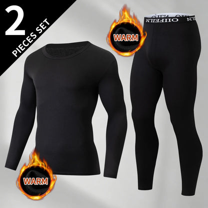 Men's Autumn/Winter Warm Underwear Set Solid Color Multi Color Round Neck Long Sleeve Top Letter Elastic Waist Casual Pants