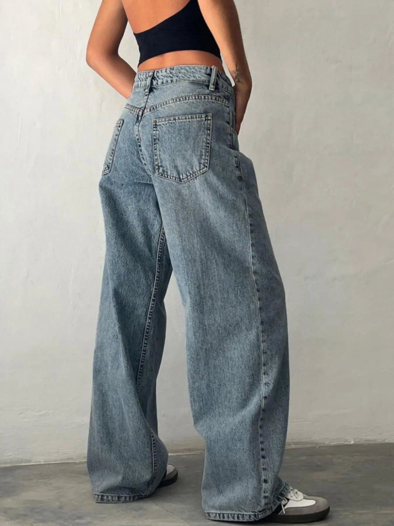 Y2K Baggy Jeans for Women Trendy Low Rise Casual Straight Leg Boyfriend Jeans Denim Pants with Pocket Streetwear
