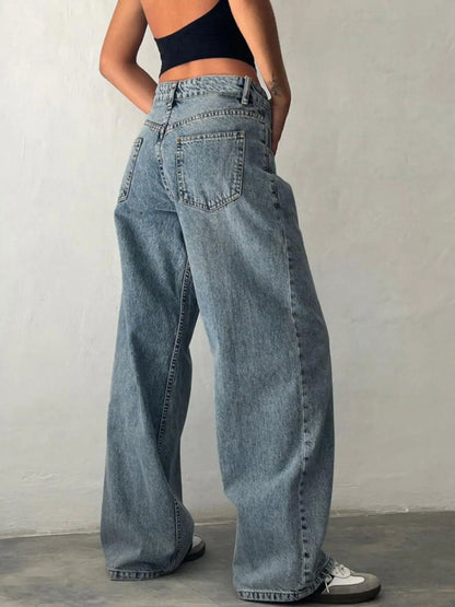 Y2K Baggy Jeans for Women Trendy Low Rise Casual Straight Leg Boyfriend Jeans Denim Pants with Pocket Streetwear
