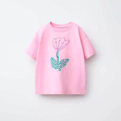 Printed Cartoon T-shirt For Kids Clothing Summer Costume Simple Fashion Baby Girl And Boy Short Sleeve Tees Tops Children Tshirt