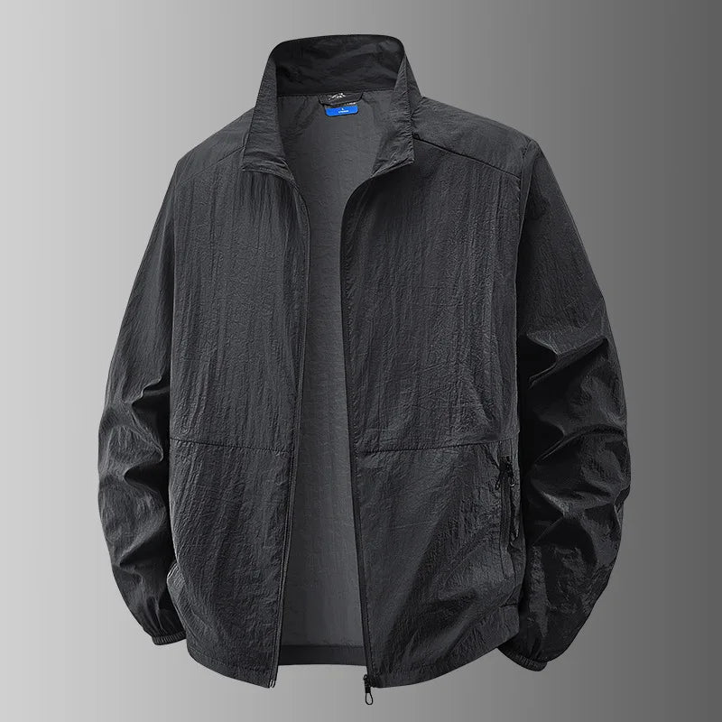 Men's Sun Protection Jacket Windbreaker Spring Summer Outdoor UV Jacket Loose Stand Collar Oversized Sunscreen Coat Fishing