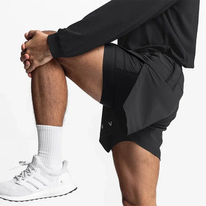 ASRV Mens Gym 2 in 1 Jogger Sport Short Pants Man Quick Dry Running Workout Basketball Shorts Male Gym Fitness Sweatpant Bottoms