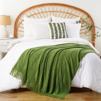 Caramel Knit Throw Blanket - Lightweight Plaid Blanket for Couch and Bed - ZOOMNSTORE