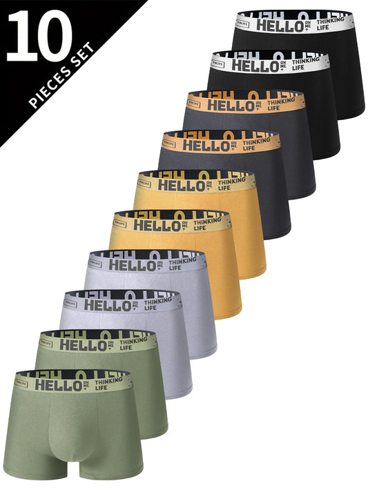 Mens Underwear Briefs - 10 Piece Trendy Comfortable Boxers Set
