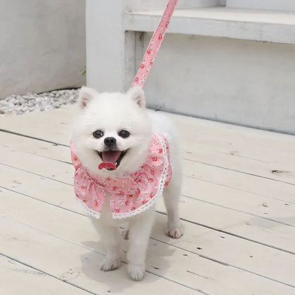 Pets Coller Harness Small Medium Dog Chihuahua Pomeranian Accessories Ins Style Collar with Strap Floral Puppy Leash Pet Harness
