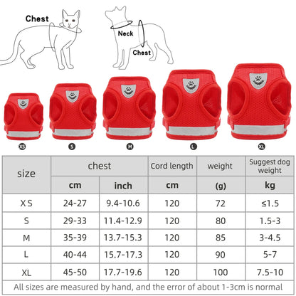 Dog Harness Leash Bulldog Vest Style Summer Reflective Puppy Harnesses Teddy Pet Supplies Breathable Rope Small Dog Collar Corgi