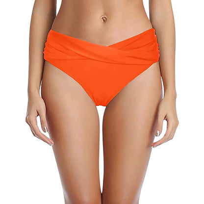 Women's Various Patterns Classic High Quality Low Waist Ruched Bikini Panties Fashionable Summer Thin Comfy Swimsuit Briefs