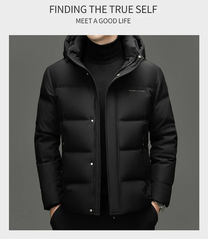 Real 85% Goose Down Jacket Men 2025 Winter Warm Puffer Coat Luxury Hood Thermal Outdoor Jacket Goose Down Parkas Zipper Clothes