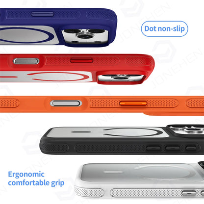 For Magsafe Skin Feel Transparent Phone Case For iPhone 17 16 15 Plus 14 13 12 Pro Max Air Metal Buttons Siliconen Bumper Cover