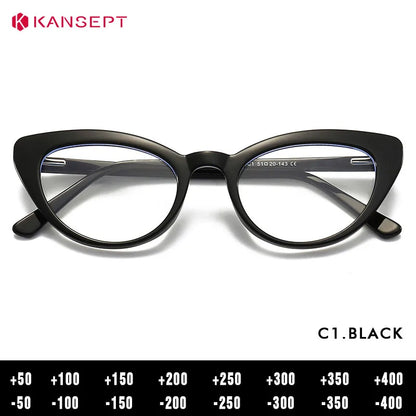 Computer Glasses Women | Anti Glare Cat Eye Reading Glasses With Clear Lenses & Plastic Frame