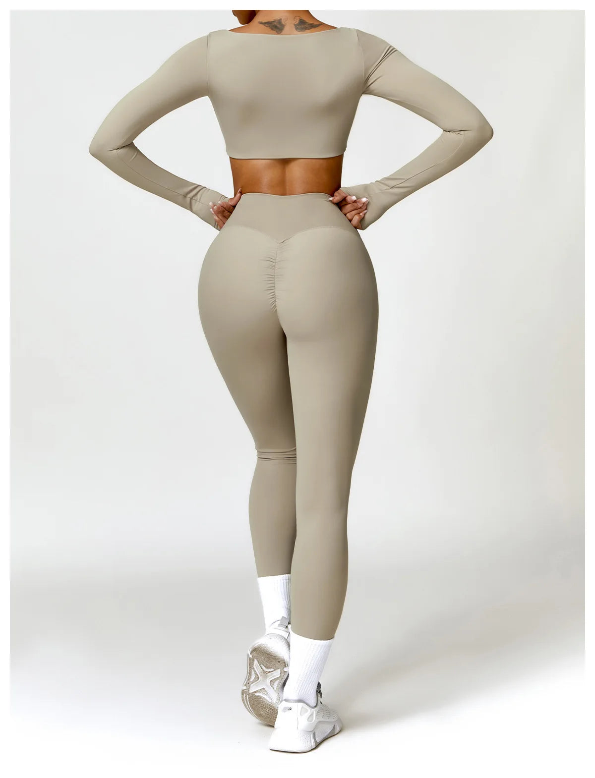 Women Yoga Suit - Quick Dry Gym Tracksuit With Long Sleeve Top & High Waist Leggings