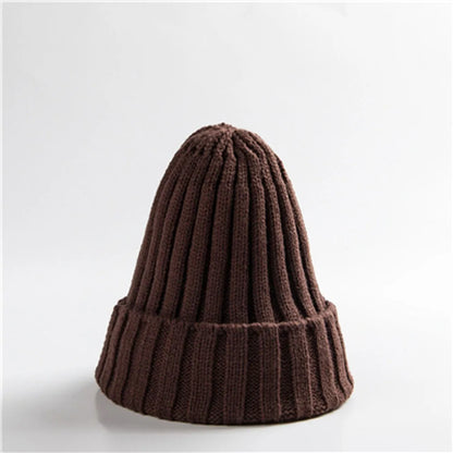 Knitted Winter Hat - Woolen Beanie with Ear Protection, Elastic Fitting Unisex Knit Cap