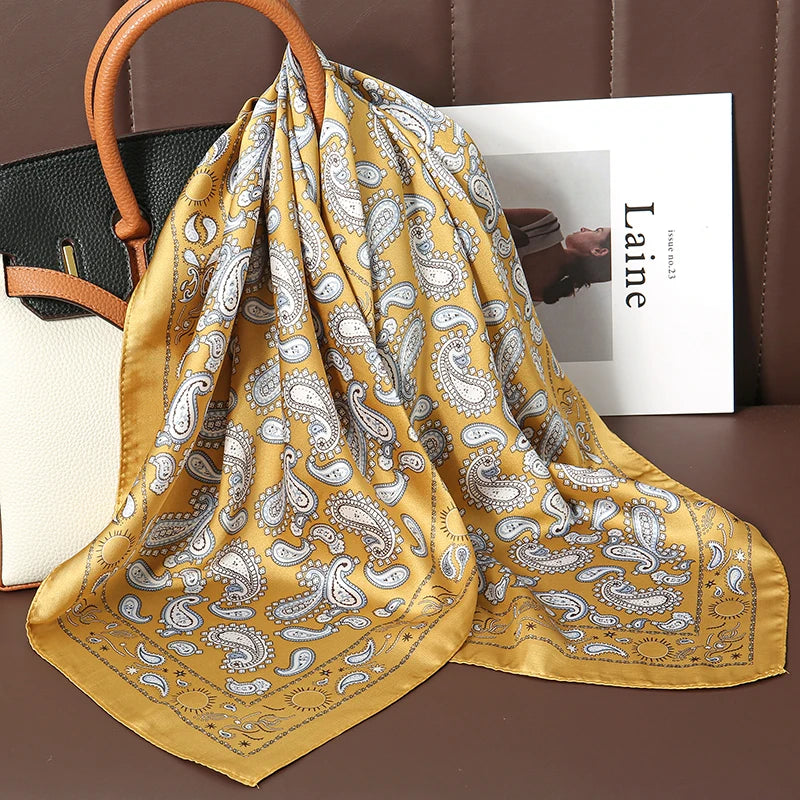 Luxury Satin Silk Scarf - Womens Fashion Shawl Hijab Neckerchief Bandana 2023
