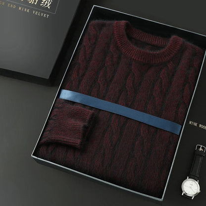 Men's thick cashmere sweater 100% pure cashmere round neck cashmere sweater 2024 new spring and winter knit base shirt