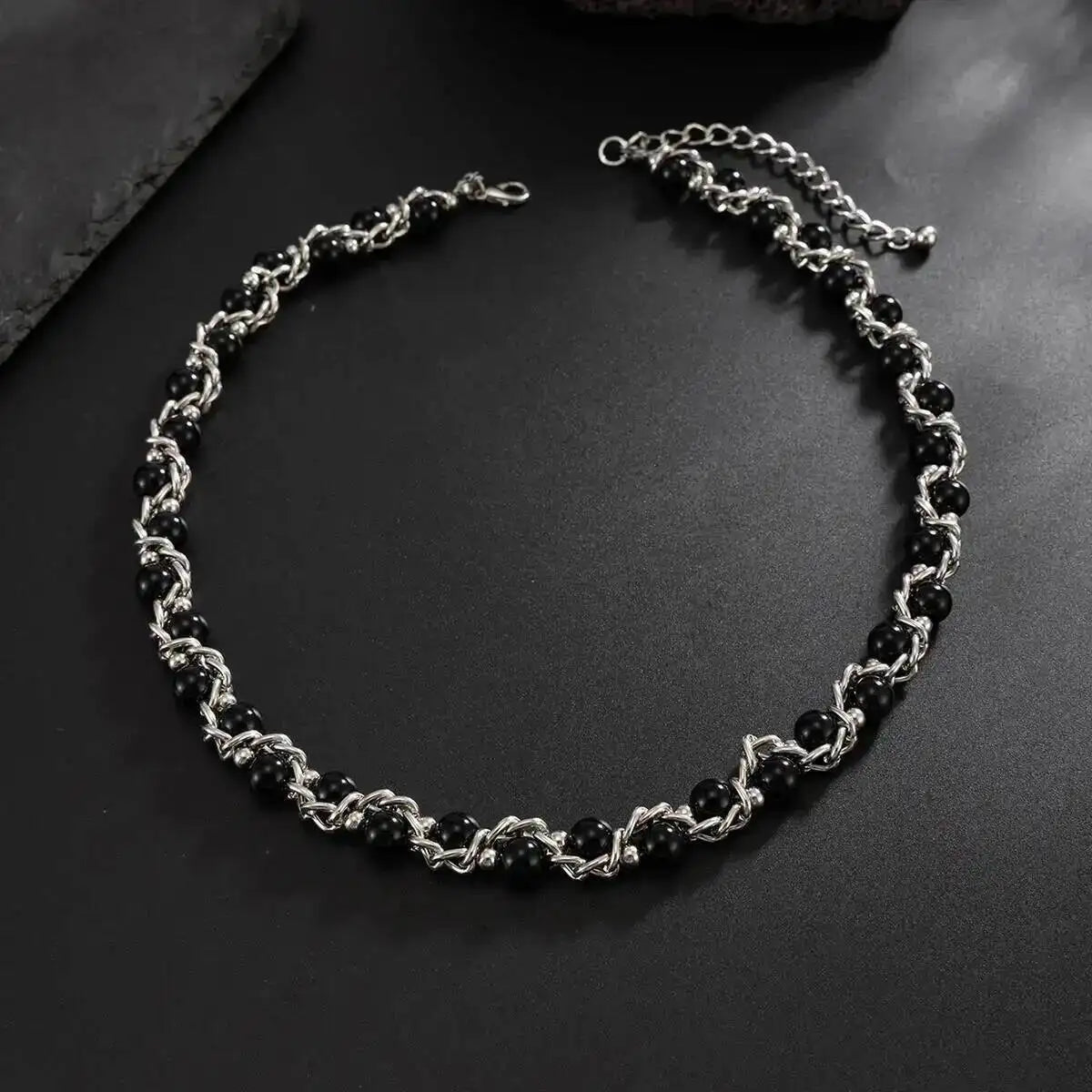 Lacteo 2025 Trendy Creative Imitation Pearl Beaded Chain Necklace Bracelet for Men Vintage Clavicle Chain Charm Jewelry Gift Set