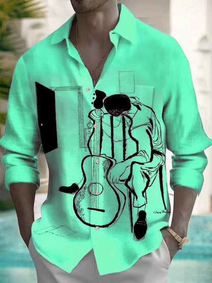 Men's shirts, button down shirts, casual shirts, spring and summer, printed long sleeves, daily, fashionable, comfortable