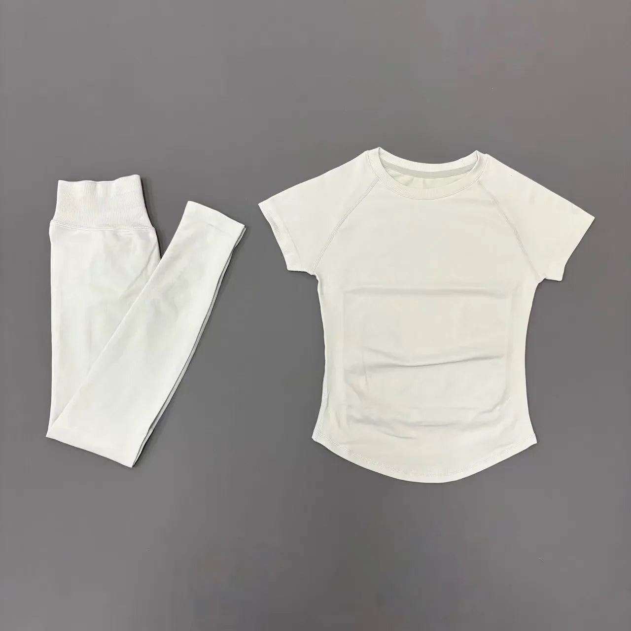 2 Piece Women Solid Color Set Summer Casual Short Sleeve T-Shirt High Waist Long Pants Soft Breathable Tracksuit Daily Outfit