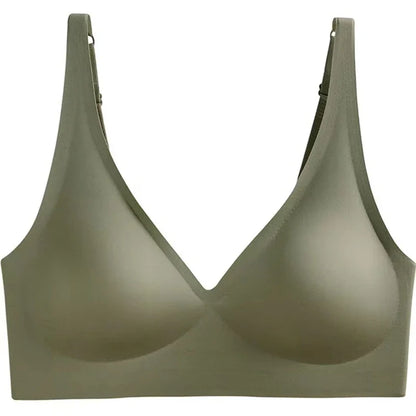 Seamless Wireless Bra - Wire Free, Deep V, Adjustable Strap, Soft Support Underwear