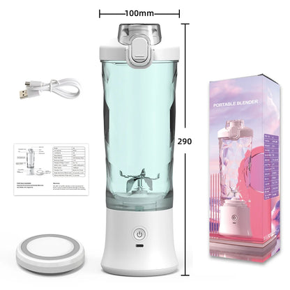 Portable Electric Blender - 600ML USB Rechargeable Fruit Mixer