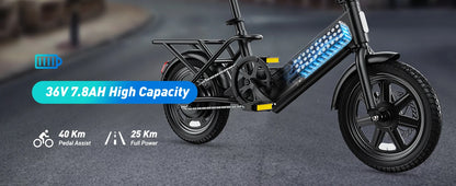 【1 Year Warranty】DYU C3 14 inch Folding Electric Bicycle Peak 500W Motor 280WH Battery Electric Bike,20mph City E-bike UL2849