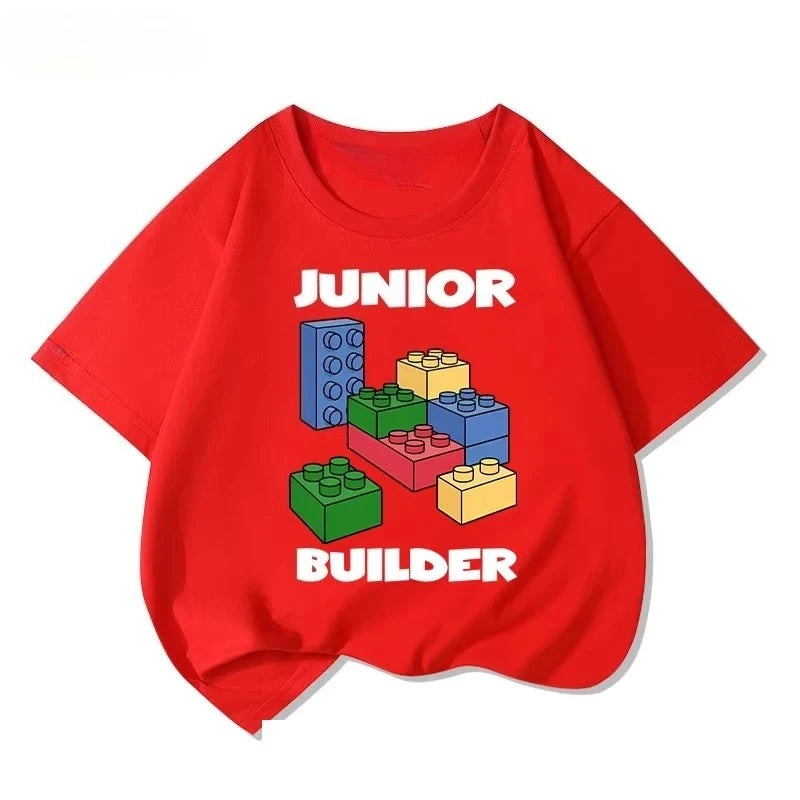 Lego educational cartoon print summer boys and girls 100% cotton short sleeved T-shirt