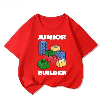 Lego educational cartoon print summer boys and girls 100% cotton short sleeved T-shirt