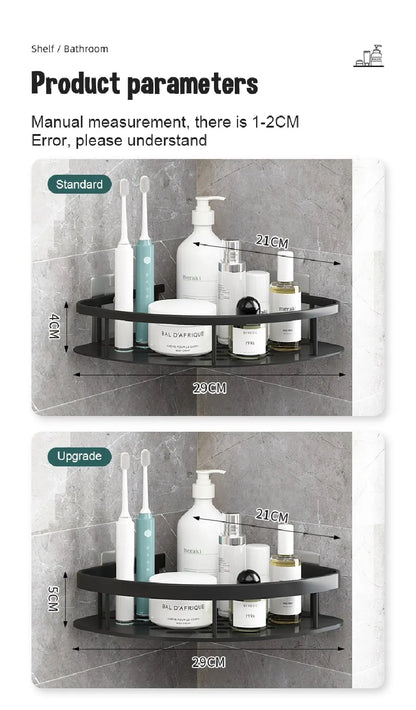 Wall-Mounted Bathroom Corner Shelf - Non-Perforated Shower Storage Organizer