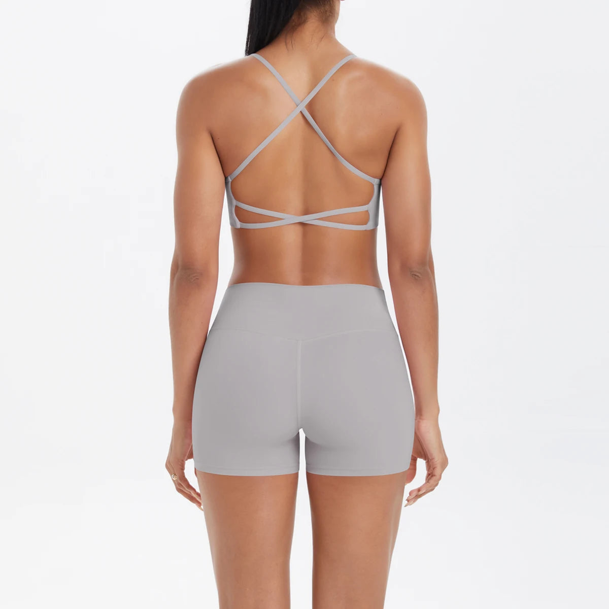 2PCS Yoga Clothes  Halter Yoga Top Set Fitness Gym Suit Crossover Back Sports Underwear Workout Gym Shorts Fitness High Waist