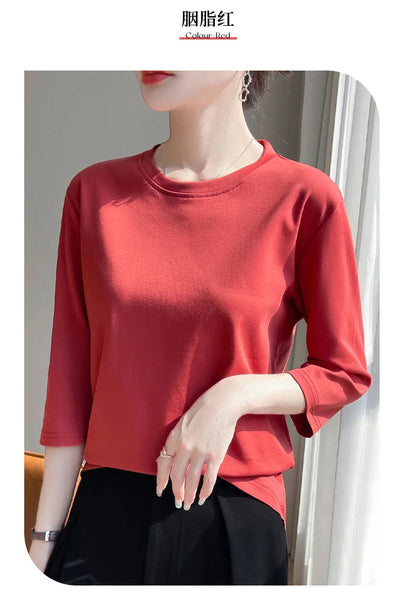 Cropped Mercerized Cotton T-Shirt - 100 Cotton Short Sleeve for Spring  Summer 2023