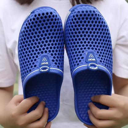 Summer Couple Breathable Half Slippers Men Outdoor Baotou Hole Sandals Beach Flip-flops Men's Casual Flip-flops Platform Sandals