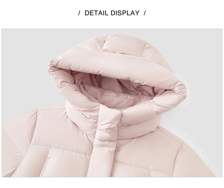 Women Down Jacket - Lightweight Waterproof Winter Coat With Self Heating Lining & Hood
