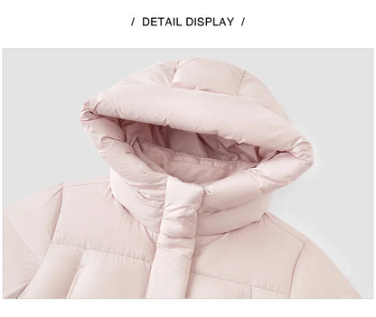 Women Down Jacket - Lightweight Waterproof Winter Coat With Self Heating Lining & Hood