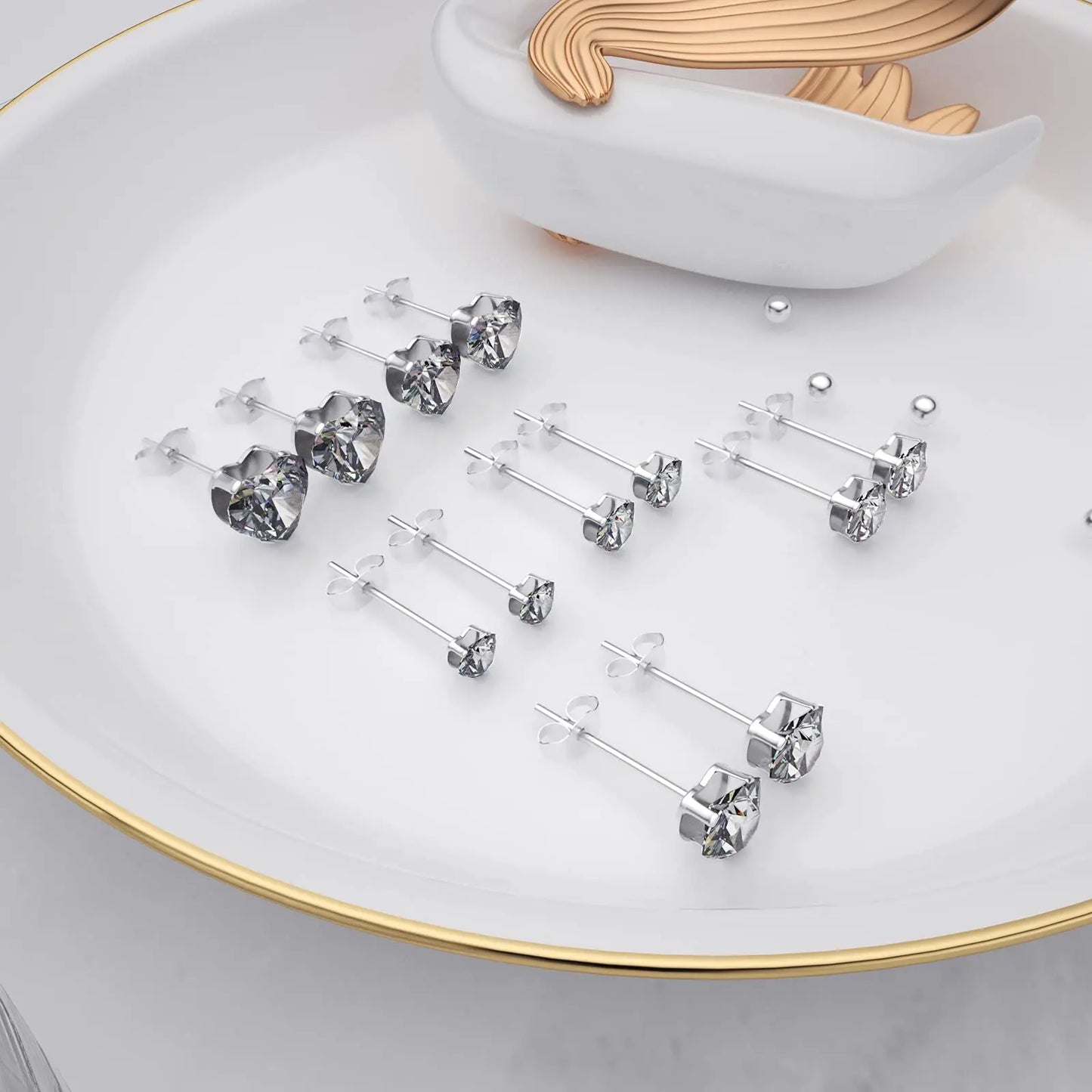 1 Pair 3mm-8mm Medical Stainless steel Crystal Zircon Ear Studs Earrings For Women/Men 4 Prong Tragus Cartilage Piercing Jewelry