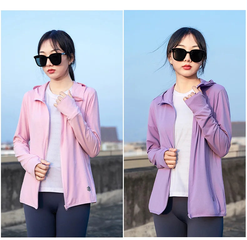 YJKVUR Unisex Summer New UPF 50+ UV Sun Protection Hoodie Jacket Men Women Lightweight Hiking Outdoor Long Sleeve Sun Shirt Coat