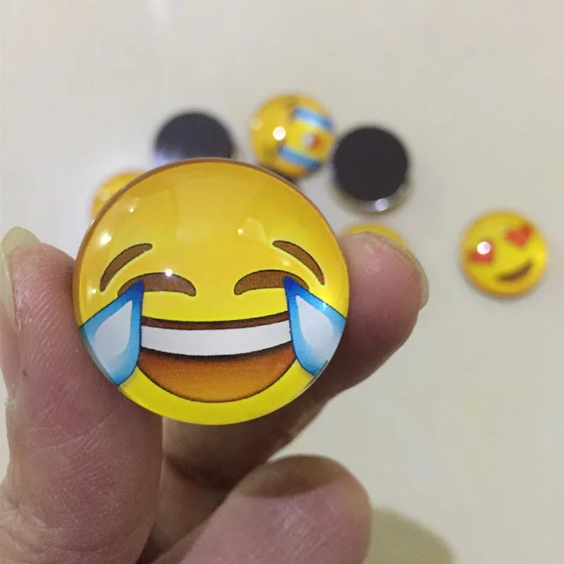 12pcs Round Polystyrene Smile Face Fridge Magnets - Adorable Decorative Magnets for Kitchen, Office, Whiteboard, Locker, Cabinet