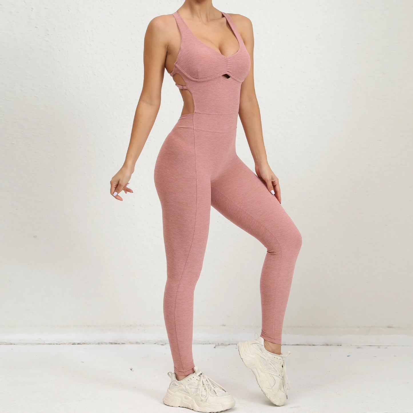Women Gym Jumpsuit - Backless Fitness Jumpsuit | Breathable Nylon Spandex Blend Activewear