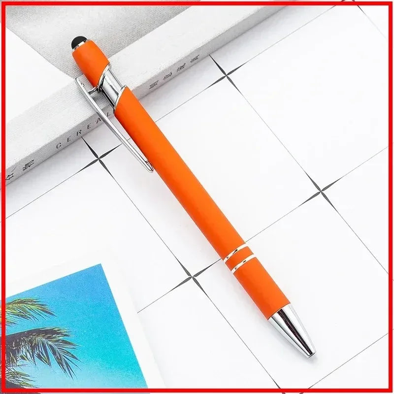 50pcs Light Metal Ballpoint Pen Touch Screen Pen Office School Advertising Pen Custom Logo Text Engraving Laser Engraving