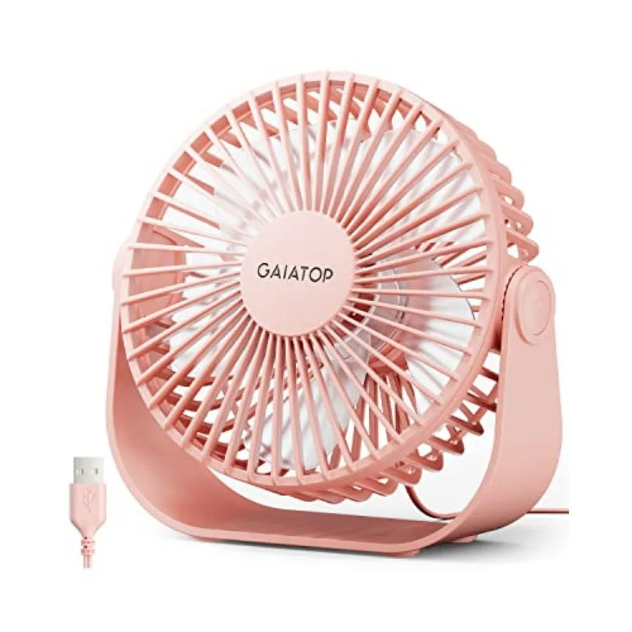 USB Desk Fan, 3 Speeds Strong Airflow, 5.5 Inch Portable 90° Rotate Quiet Cooling, Small Personal Table Fans for Bedroom Home O