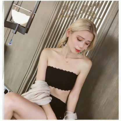 Summer Strapless Women Bras Back Lace Sexy Chest Tops Seamless Breathable Underwear Brassiere Solid Invisible Wraps Bra Push Up