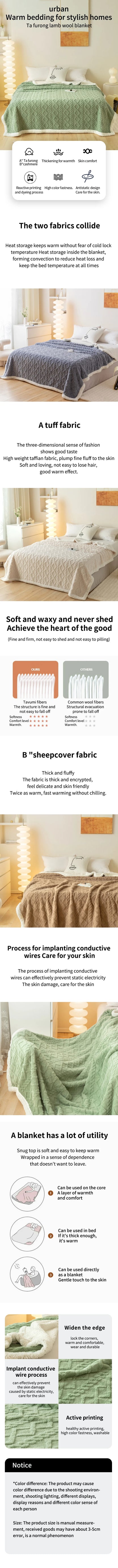 Tafurong Lamb Wool Tapestry Blanket - Thick Warm Leisure Office Nap Blanket