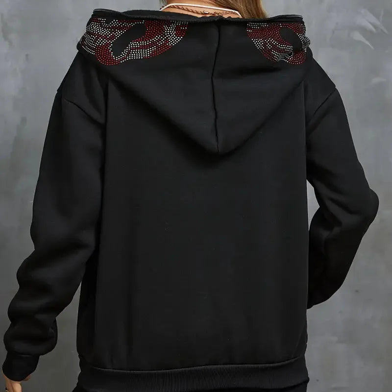 Trendy Instagram Autumn/Winter New Dark Retro Printed Plush Sweater for Men and Women Students Loose Hooded Coat