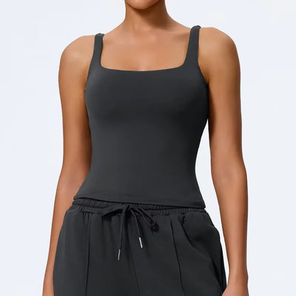 Hearuisavy Summer Women's Sports Bra Square Neck Tight Yoga Tank Top Gym Running Breathable Casual Vest Comfort Fit Workout Top