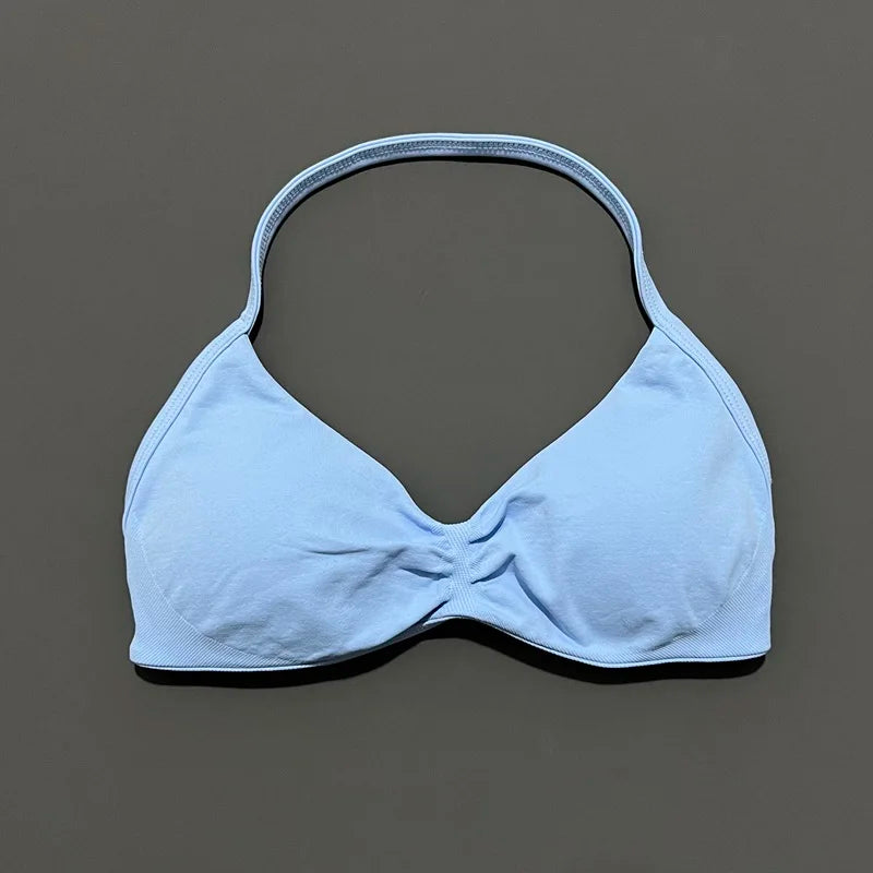 Impact Sports Bra - High Support Strappy Halter Bra With Removable Pads