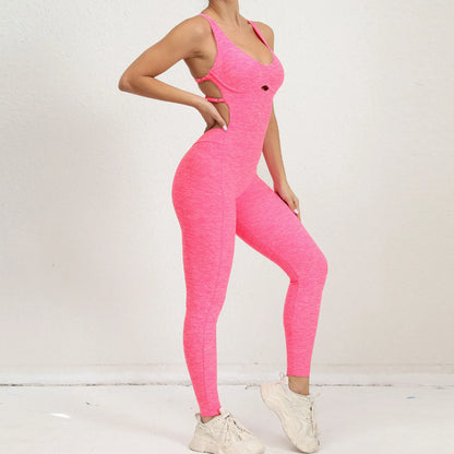 Women Gym Jumpsuit - Backless Fitness Jumpsuit | Breathable Nylon Spandex Blend Activewear